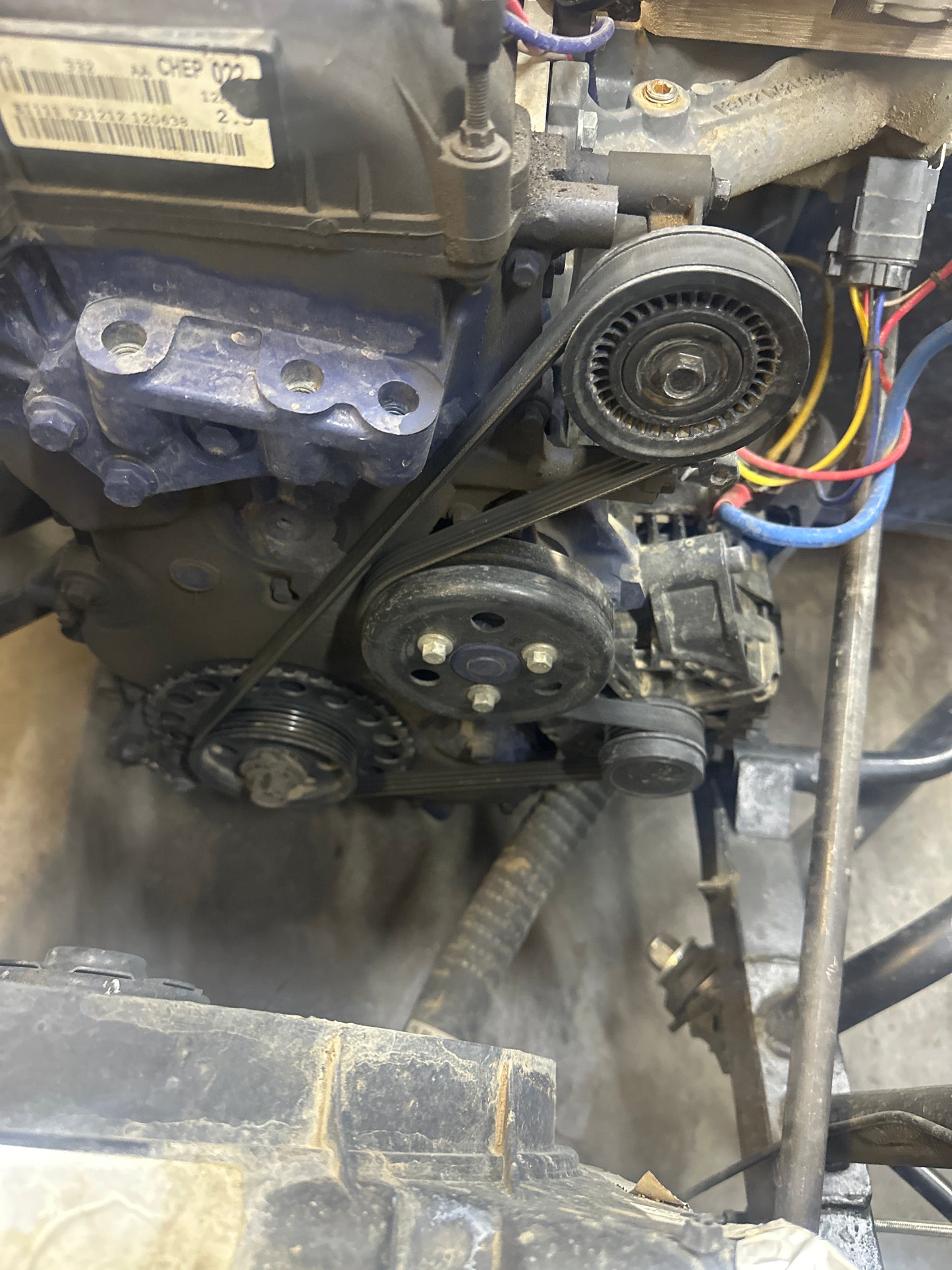 Alternator driver side, one wire